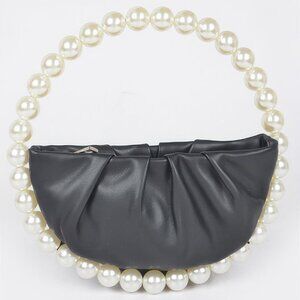 Vegan Metallic Leather Top Handle Bag W/stones